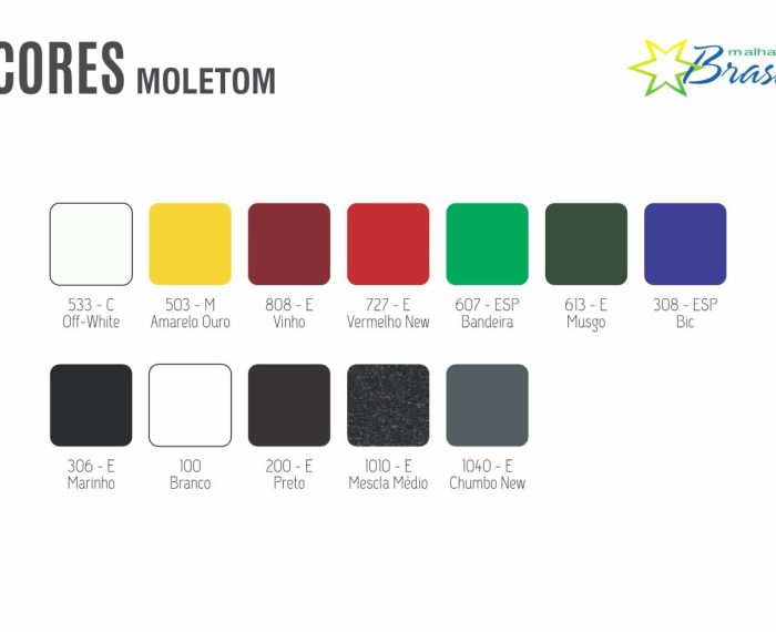 Catalogo de Cores | Moletom